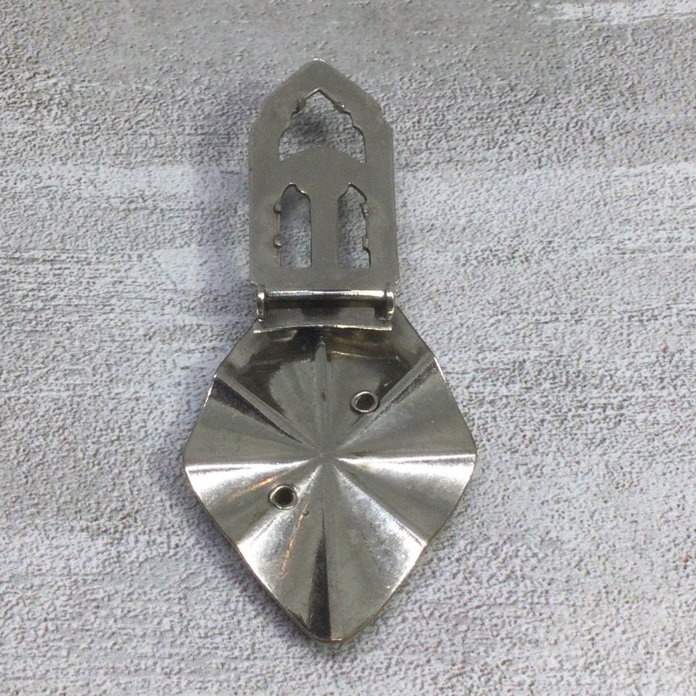 Vintage Art Deco Dress Clip Silver Tone Floral Purple Rhinestones 1930s Jewelry - Picture 6 of 9